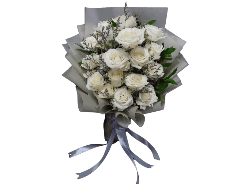 Buket Mawar Putih Elegan - Wedding