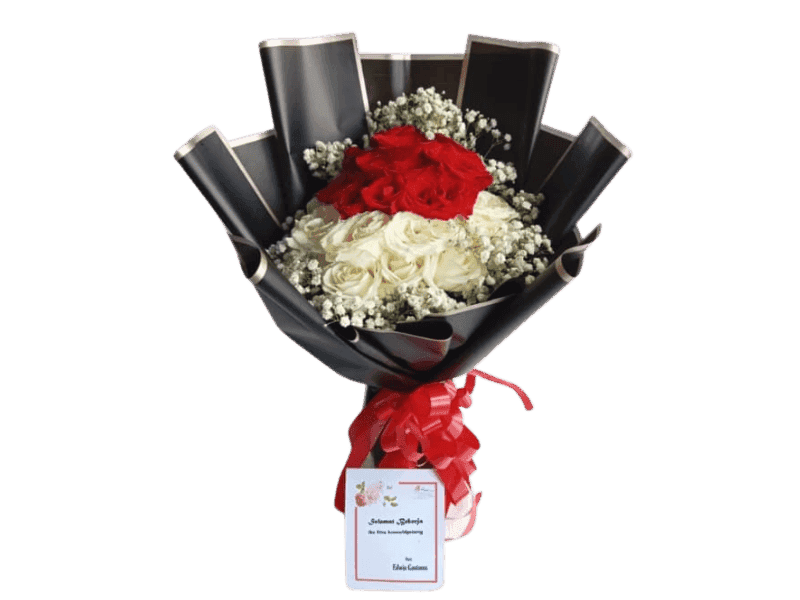 Buket Mawar Merah dan Putih - Birthday
