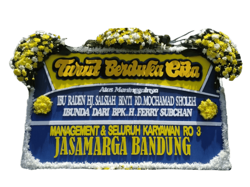 Papan Ucapan Duka Cita dengan Bunga Kuning Ceria